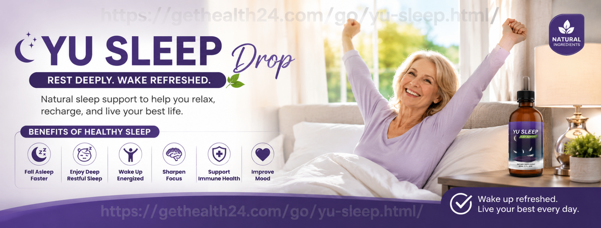 YU Sleep Drop – Rest deeply, wake refreshed banner